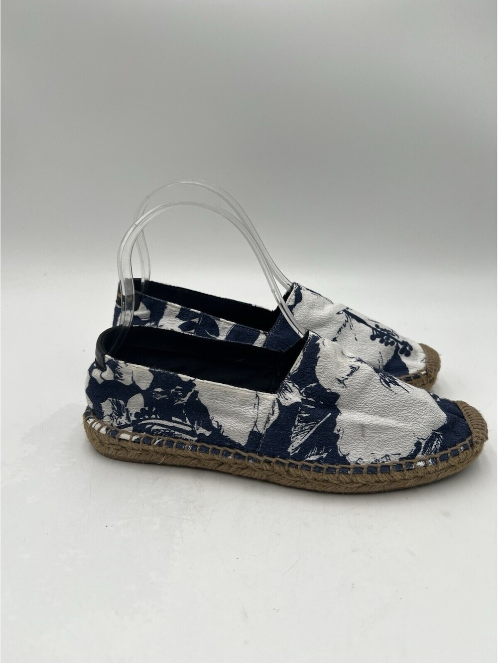 Saint Laurent Hibiscus print espadrilles in blue and white canvas Size 36